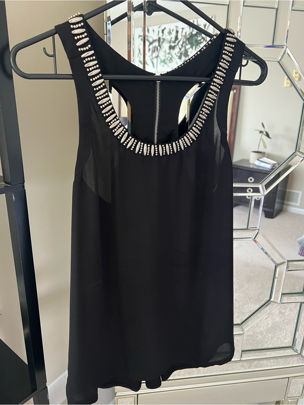 Express Black Beaded Sleeveless Camisole